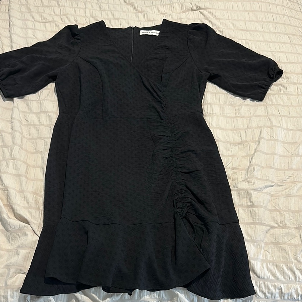 Emma & Michele Black Ruched Sheath Dress